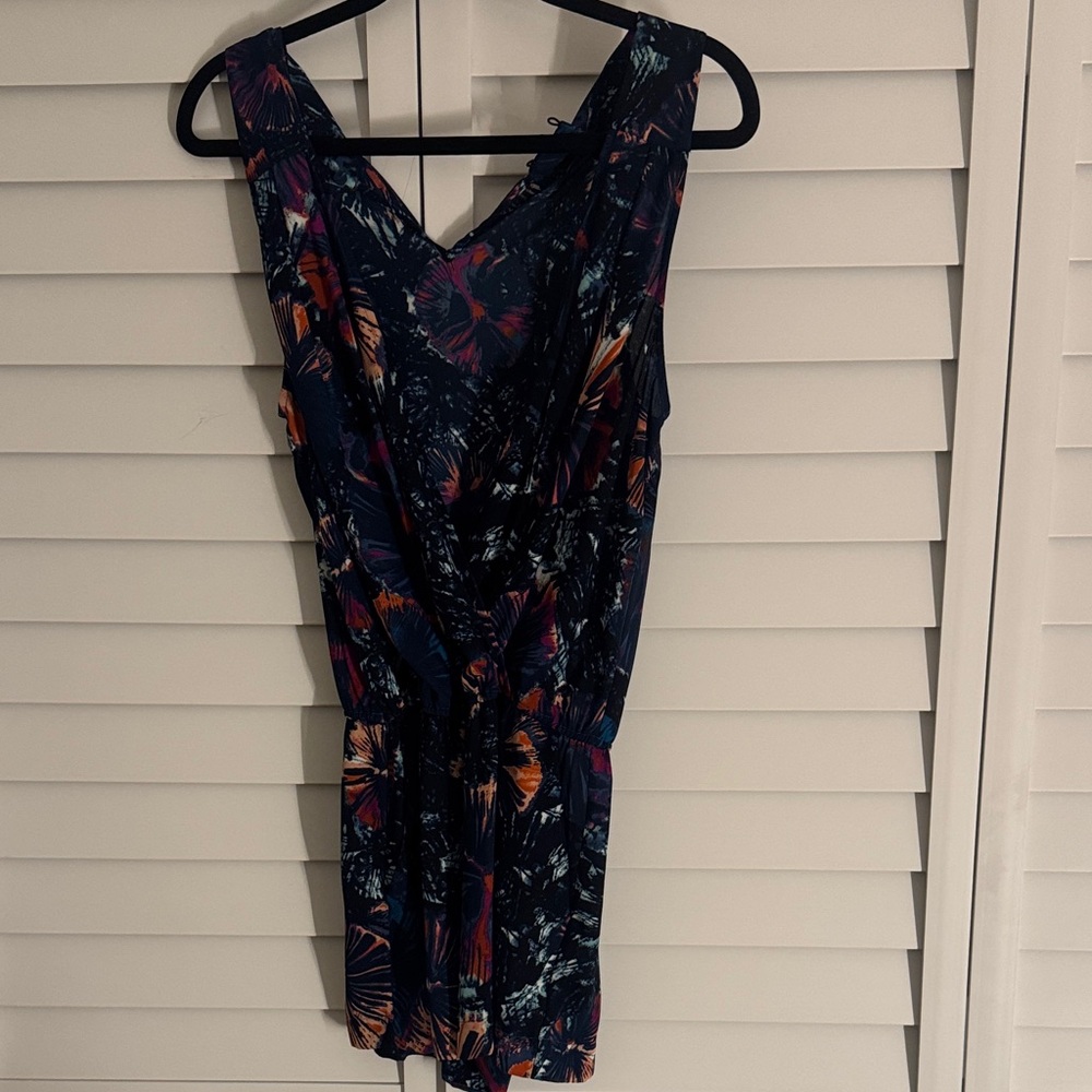 BCBGMaxAzria Navy and Orange Floral Mini Dress